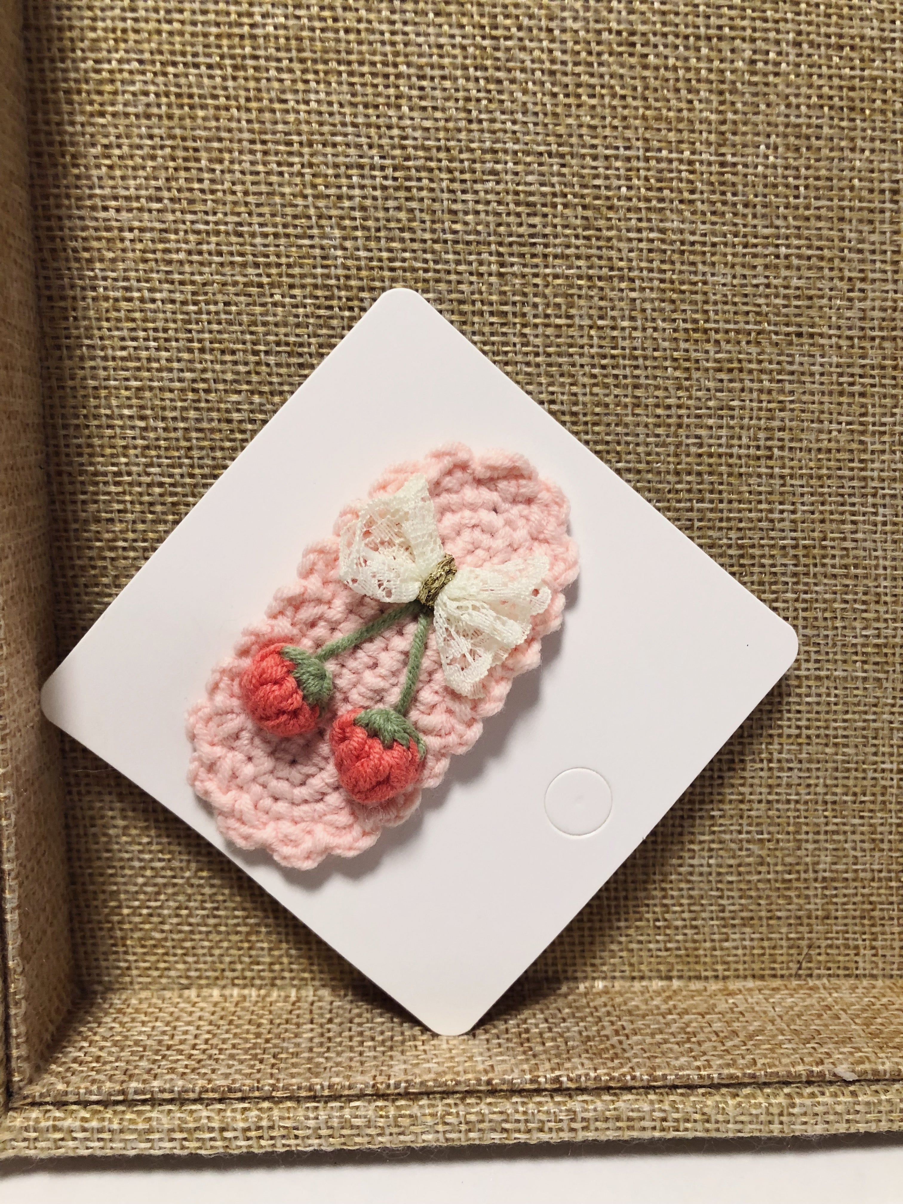 Crochet/Handmade Hair Clips/Hairpin -Pink Strawberries