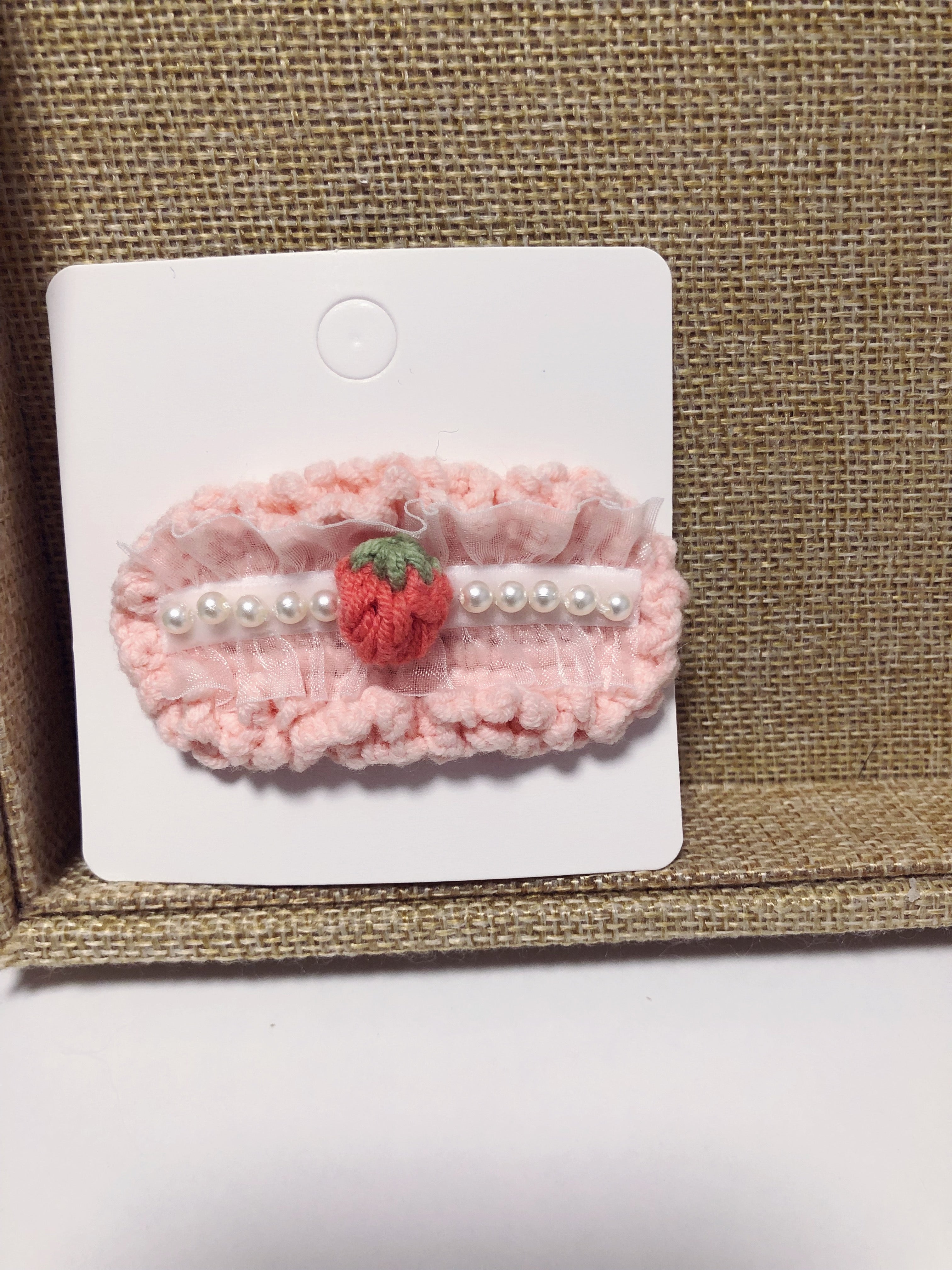 Crochet/Handmade Hair Clips/Hairpin -Pink Strawberries