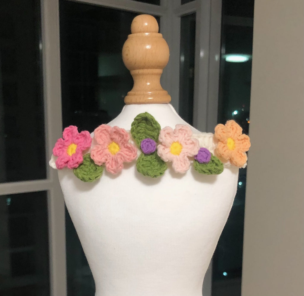 Crochet Pet Collar/Neckwear/Bib - Flowers in Spring - 100% handmade