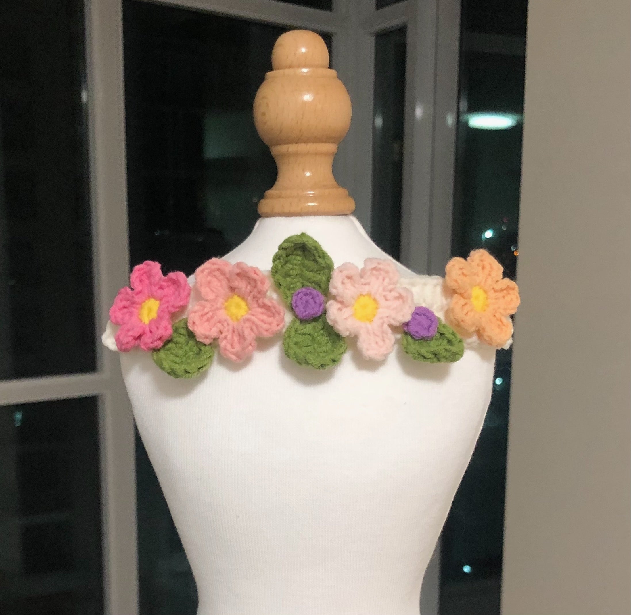 Crochet Pet Collar/Neckwear/Bib - Flowers in Spring - 100% handmade