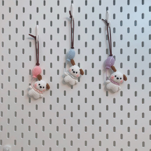 Crochet Car Rearview Mirror Accessory/Charm/Decoration/Pendant - Puppy with Balloon
