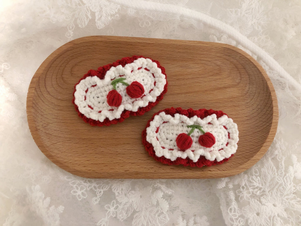 Crochet/Handmade Hair Clips/Hairpin -Vintage Cherry