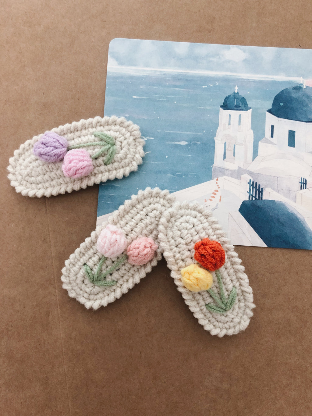 Crochet/Handmade Hair Clips/Hairpin - Tulips