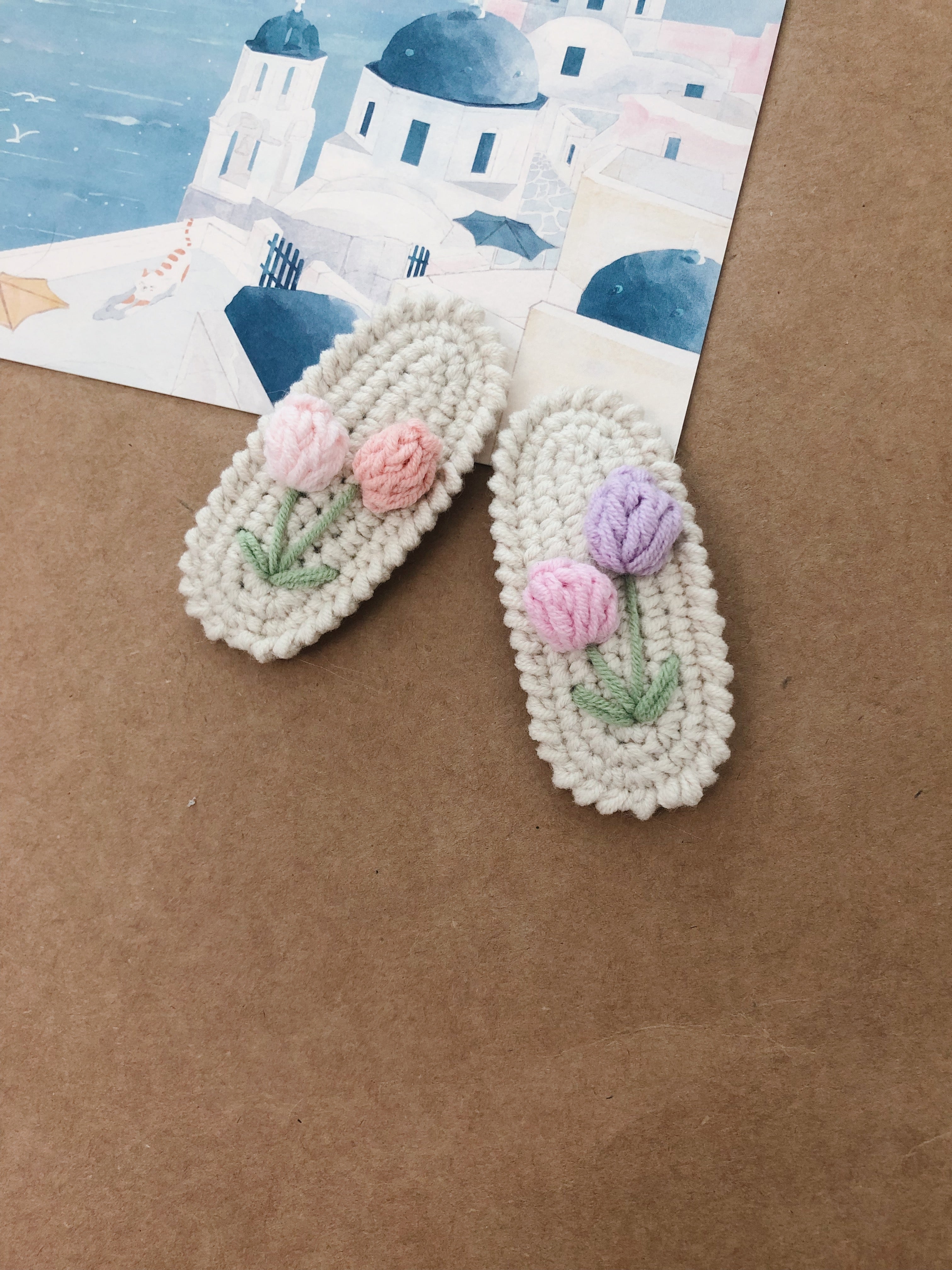 Crochet/Handmade Hair Clips/Hairpin - Tulips
