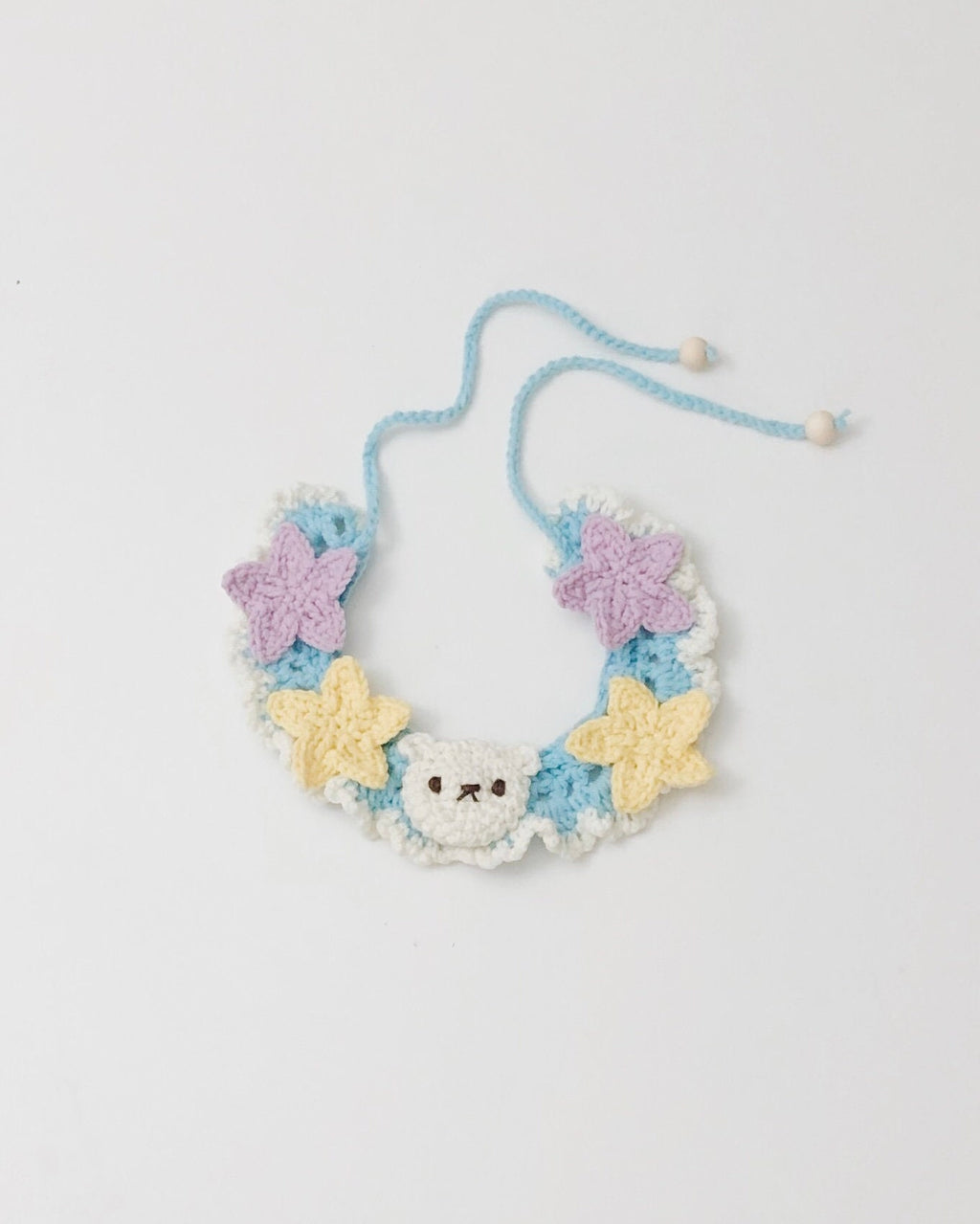 Crochet pet bib - cute bear with stars-100% handmade - yarn knit