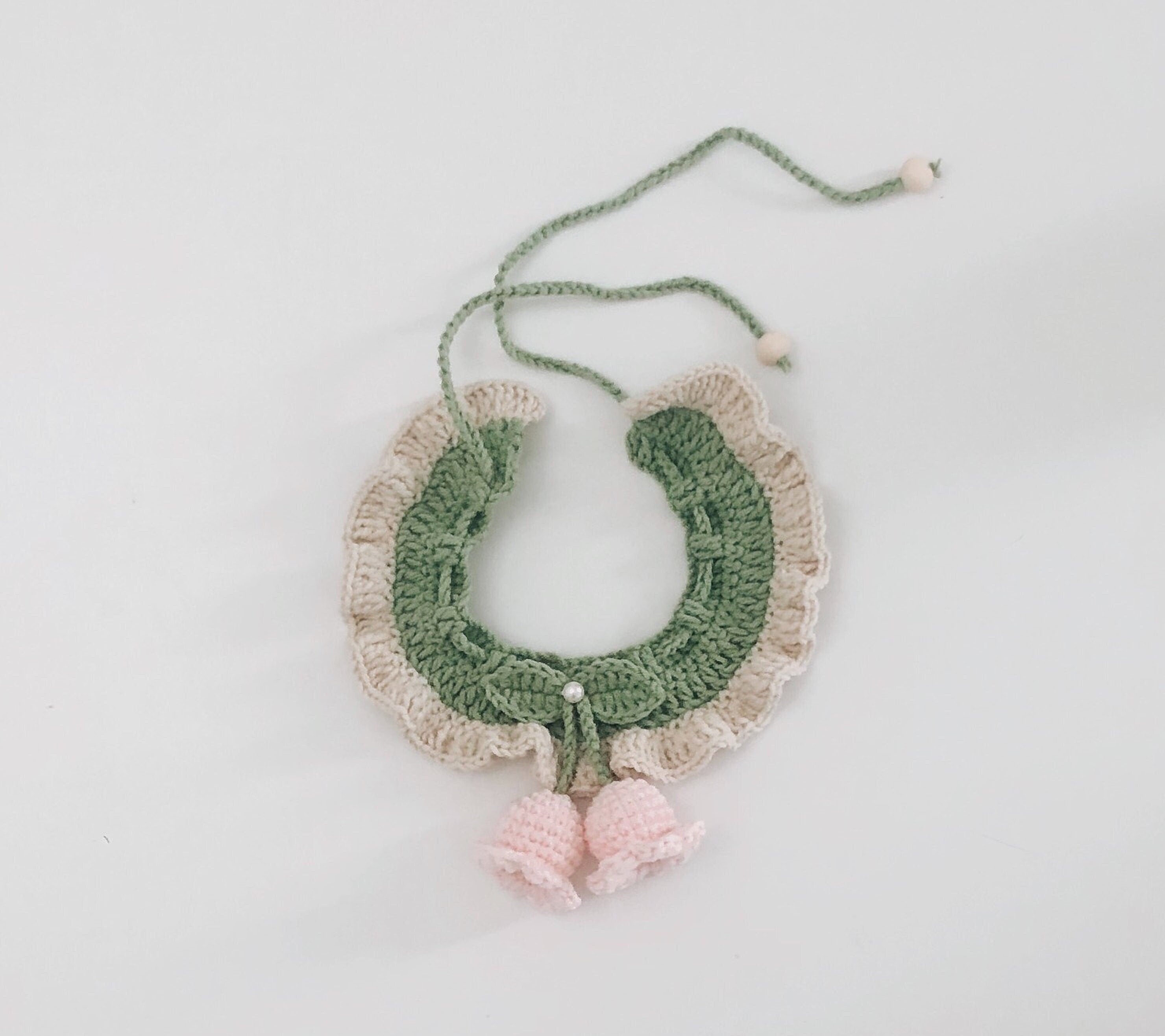 Crochet Pet Bib - Lily of the valley - 100% handmade