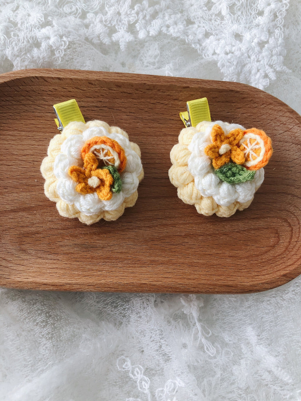 Crochet/Handmade Hair Clips/Hairpin - Orange Tart -Gifts to Kids/Girls