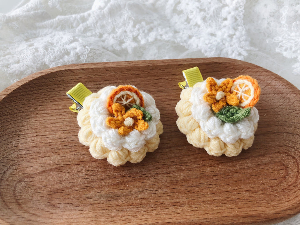 Crochet/Handmade Hair Clips/Hairpin - Orange Tart -Gifts to Kids/Girls