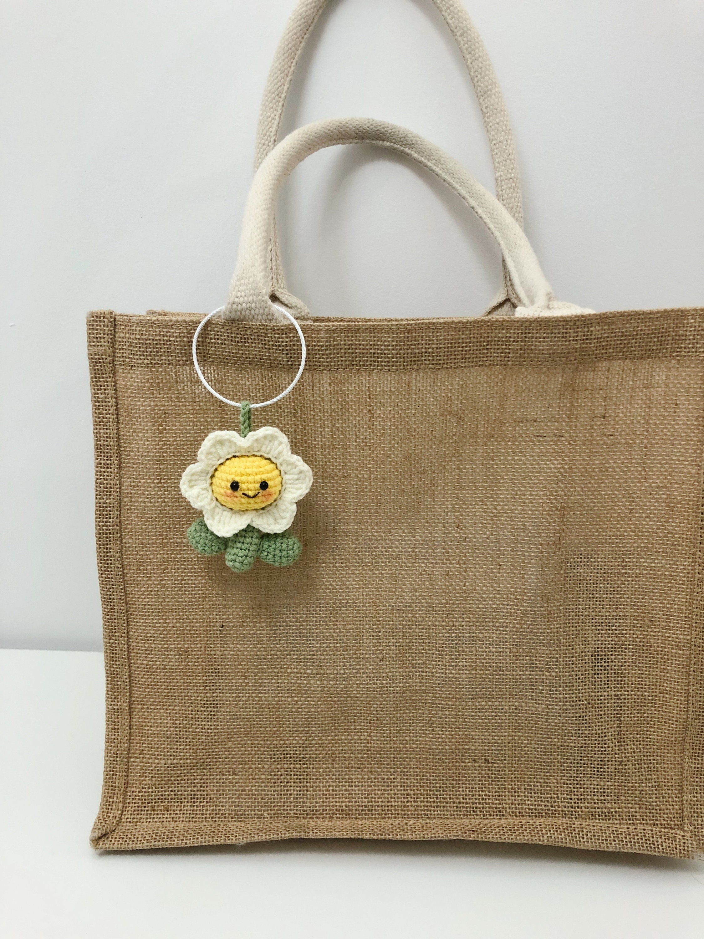 Crochet bag accessories/decoration/hangings/ornaments/Keychain/Key Ring - Smily Flower - Handmade/Kinitted