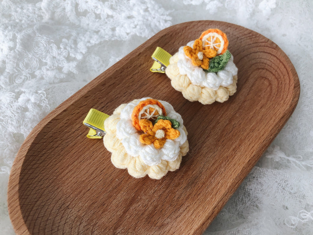 Crochet/Handmade Hair Clips/Hairpin - Orange Tart -Gifts to Kids/Girls