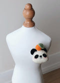 Crochet Keychain/Ornament/Brooch_Cute Pandas_ Crochet Bowknot/Orange/Bamboo