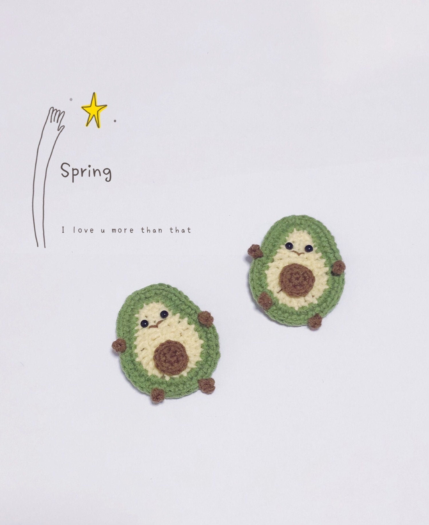 Crochet/Handmade Hair Clips/Hairpin - Avocado -Gifts to Kids/Girls