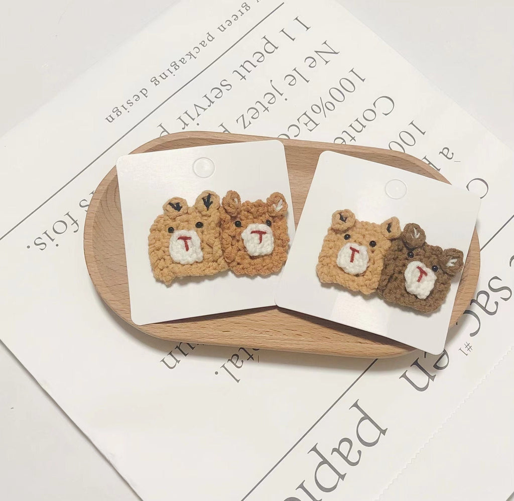 Crochet Hair Clips, Crochet Hairpins, Crochet Barrette, Handmade Hair Clips, Cartoon Hair Clips-Cookie Bears-Gifts to Kids/Women/Girls