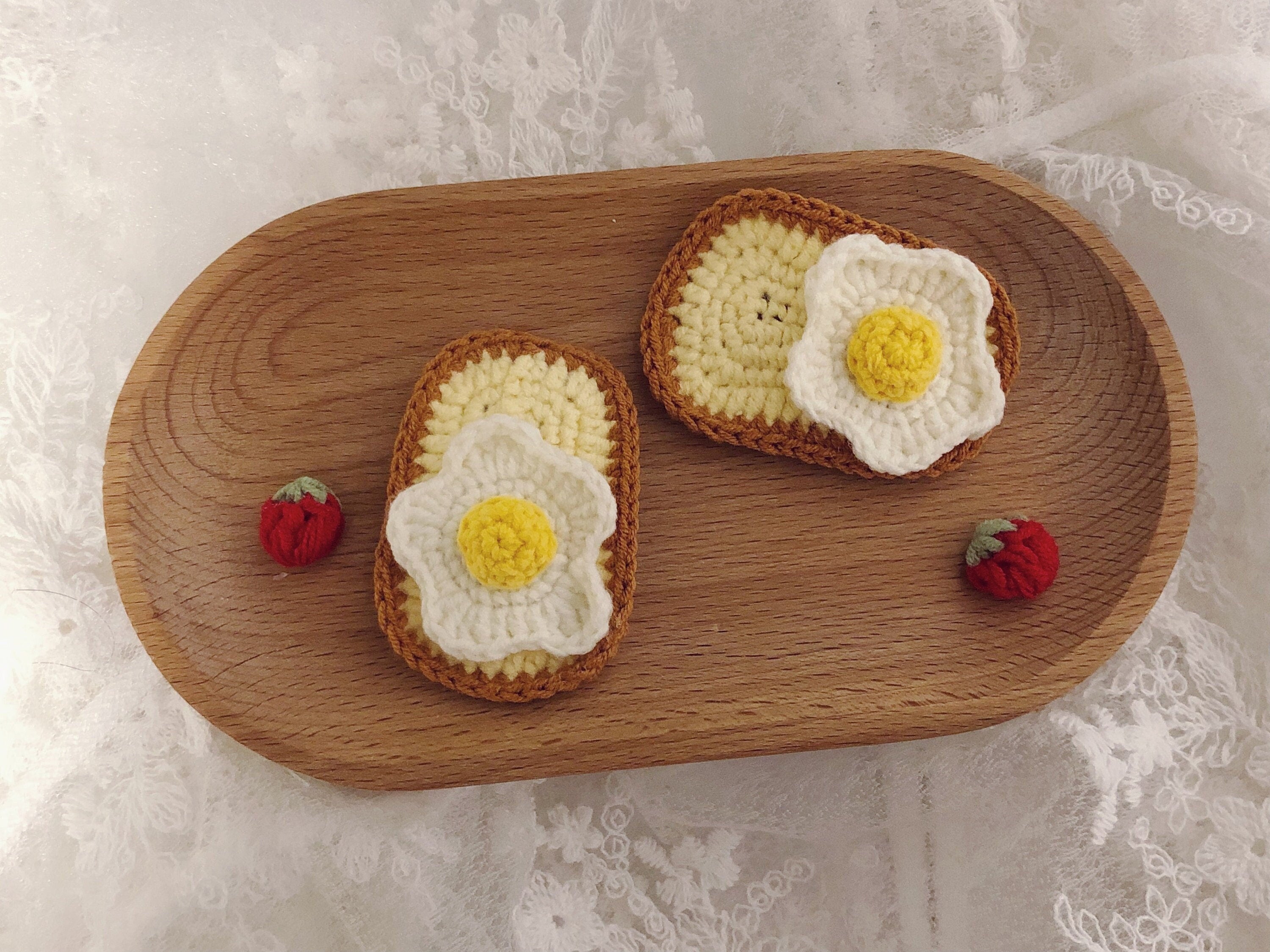 Crochet/Handmade Hair Clip/Hairpin - Toast with Egg - 100% handmade-Gifts to Kids/Girls
