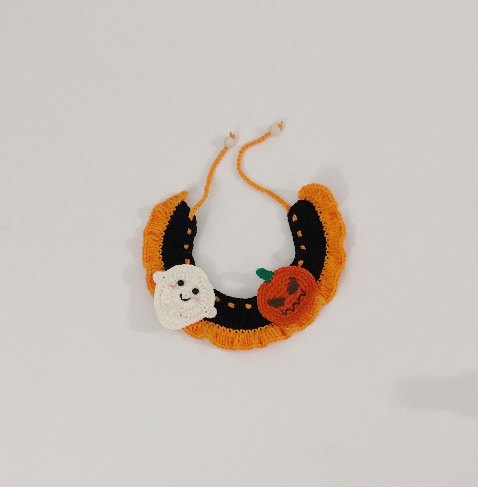 Crochet pet bib/collar/neckwear - Halloween- Pumpkin and Ghost - 100% handmade