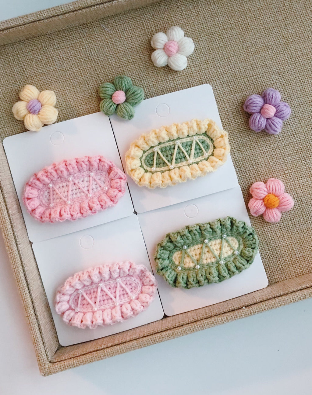 Crochet/Handmade Hair Clips/Hairpin with Little Pearls-Candy Color -Gifts to Kids/Girls