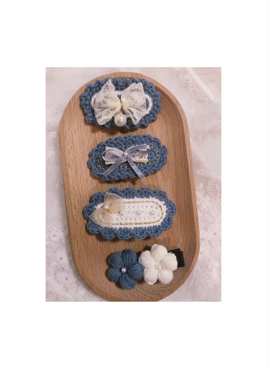 Crochet/Handmade Hair Clips/Hairpin -lace and pearl -Gifts to Kids/Girls