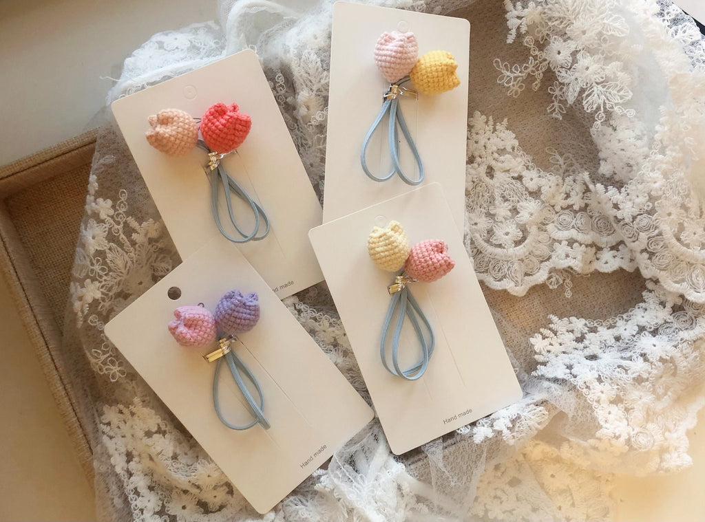Crochet/Handmade Hair Tie/Hair Rope - Tulips - Gifts to Kids/Girls