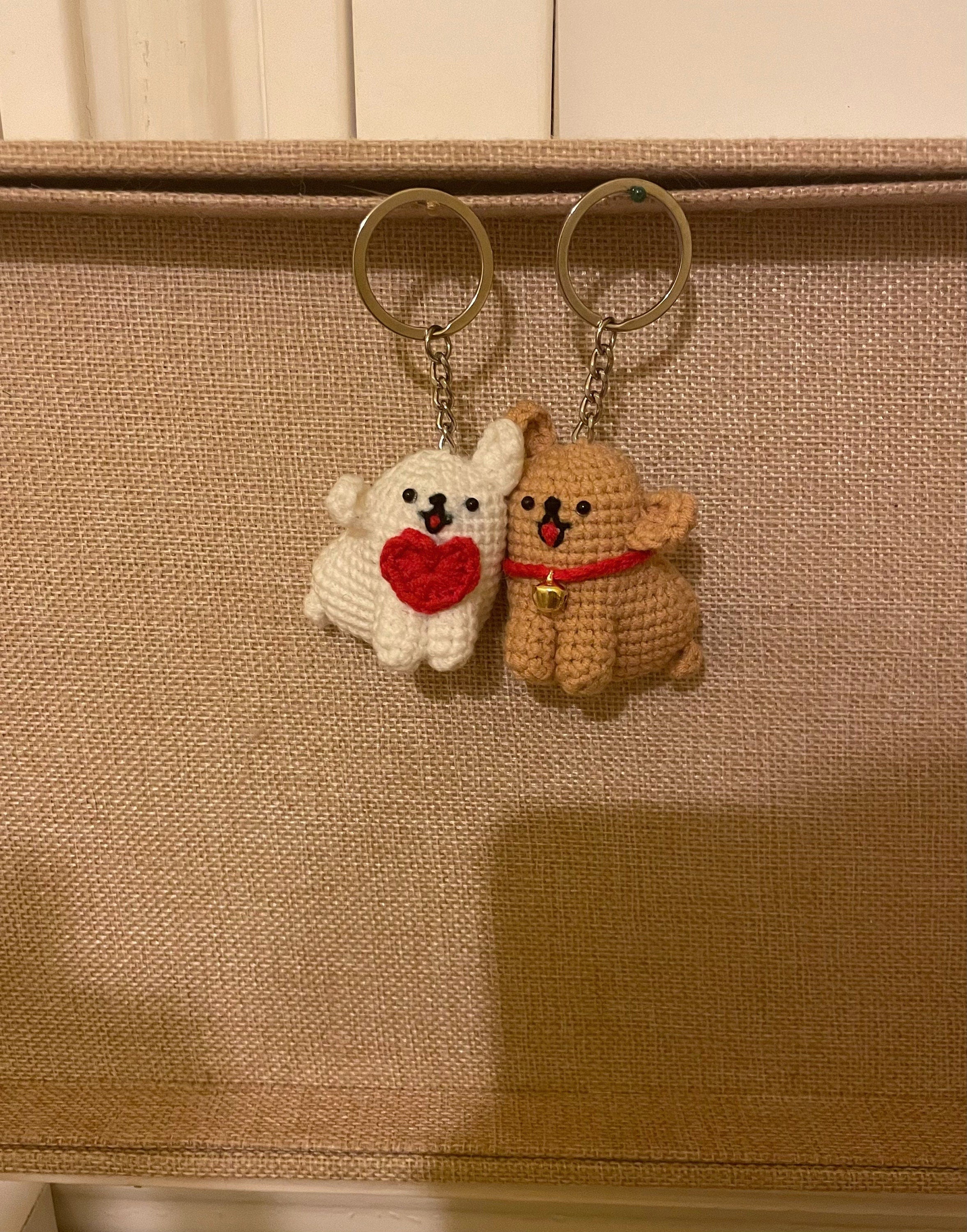 Crochet Couple Keychain-Matching keychain - cute dogs