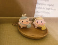 Crochet/Handmade/Knitted Keychain - Piggie with schoolbag -mKeychain-Cute Bag Accessories/Ornaments/Key Ring