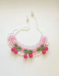 crochet pet collar - Pink Cherries - 100% handmade