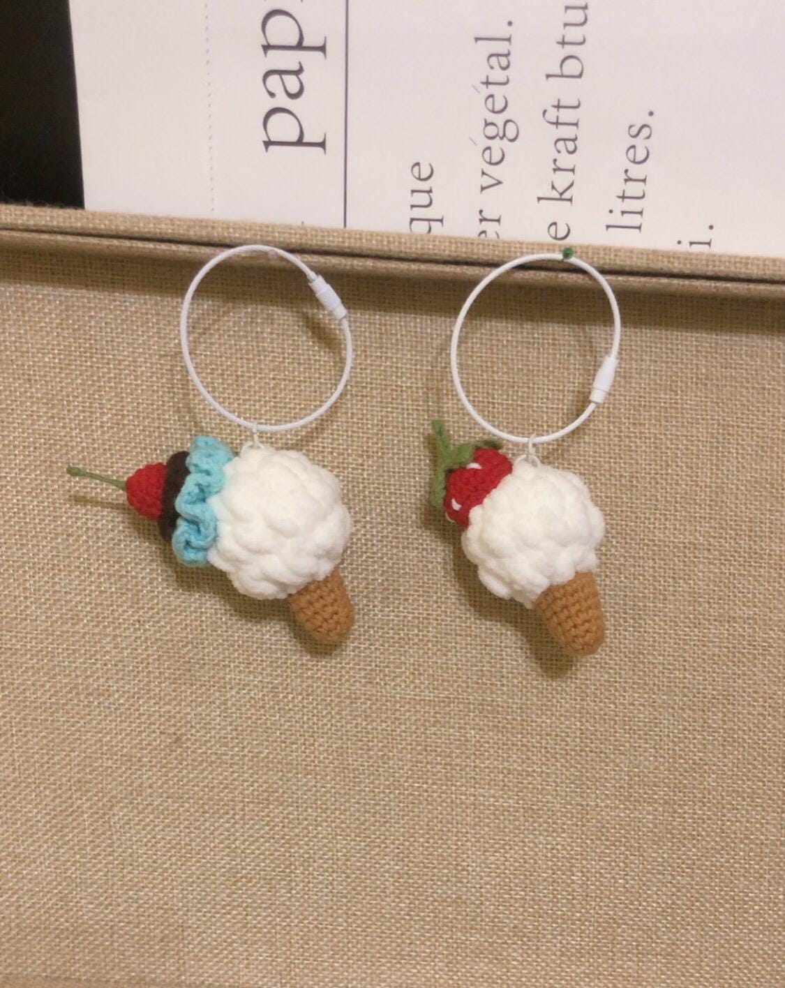 Crochet Keychain/Key Ring/Bag Charm - Ice Cream Cones - 100% Handmade