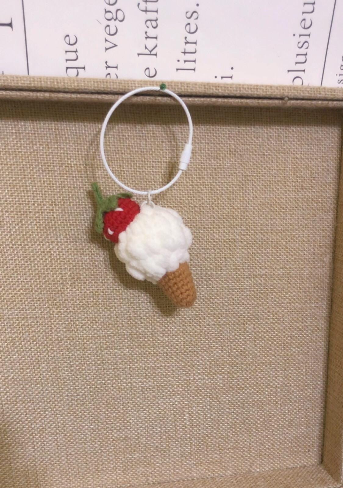 Crochet Keychain/Key Ring/Bag Charm - Ice Cream Cones - 100% Handmade