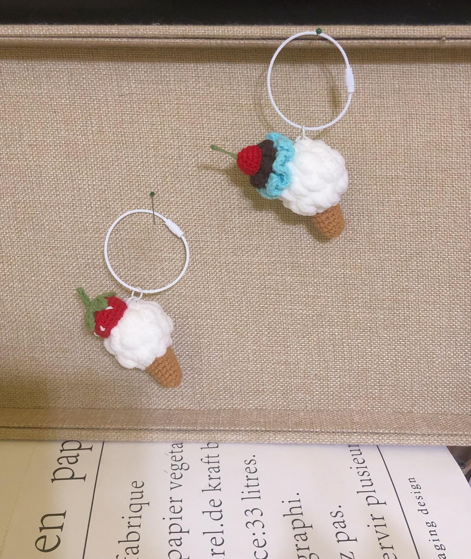 Crochet Keychain/Key Ring/Bag Charm - Ice Cream Cones - 100% Handmade