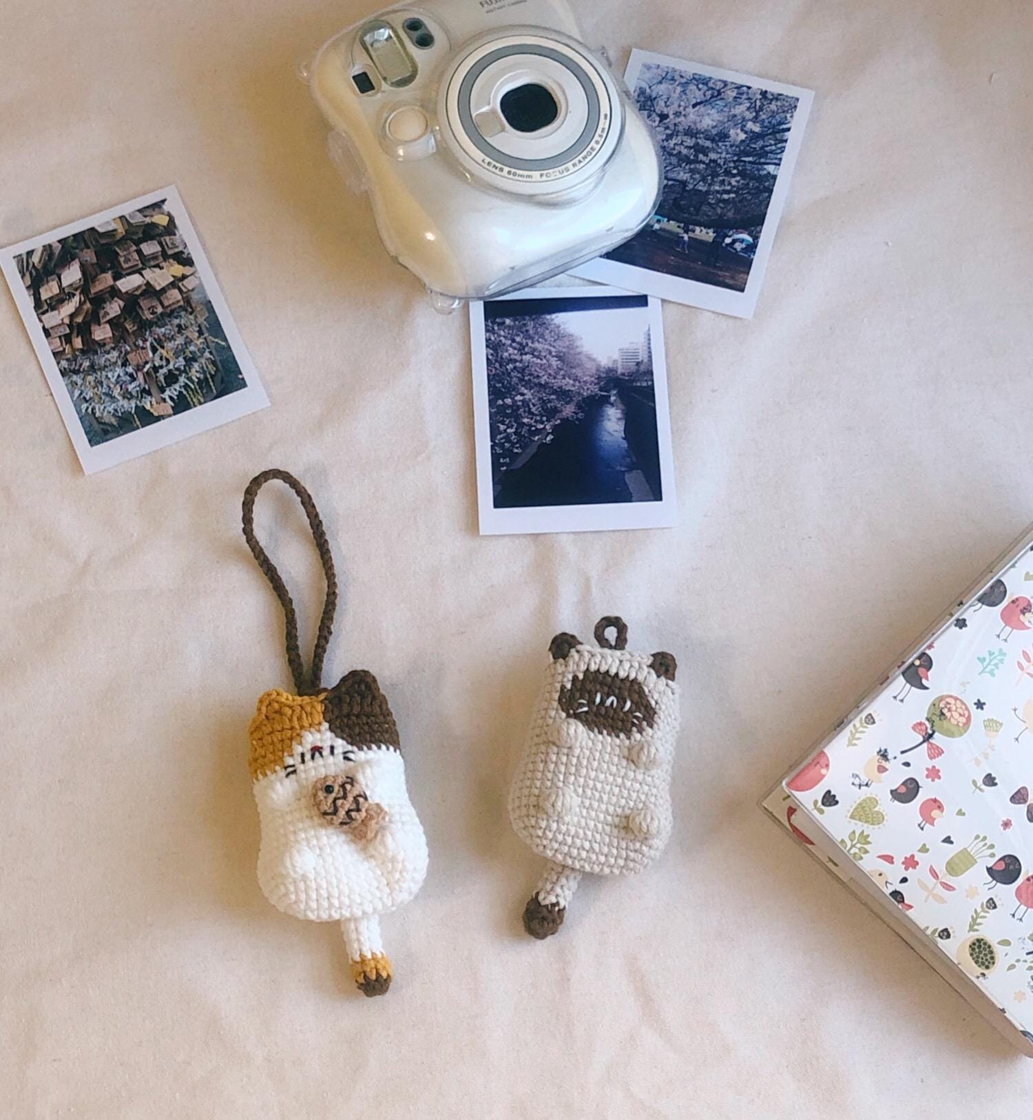 Crocheted Cute Cat Earphone Bag/Earbud Case/Coin Pouch/Key Holder/Mini Wallet-100% Handmade