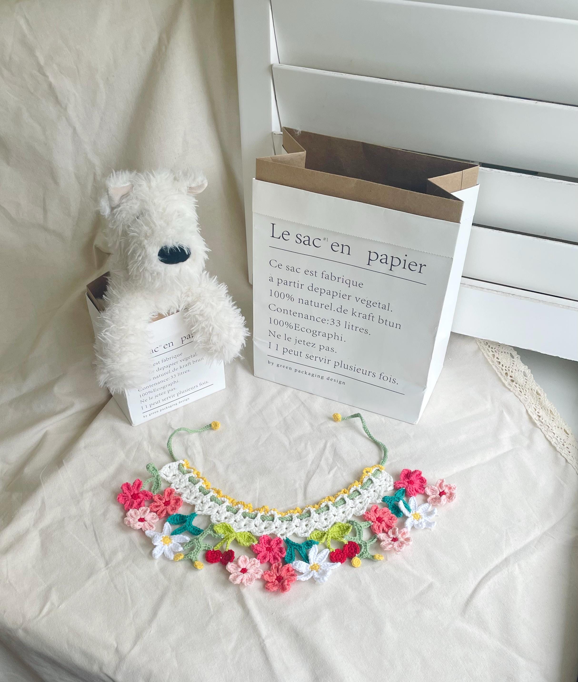 Crochet pet collar - Spring Flowers - Cute Pet Costume - 100% Handmade