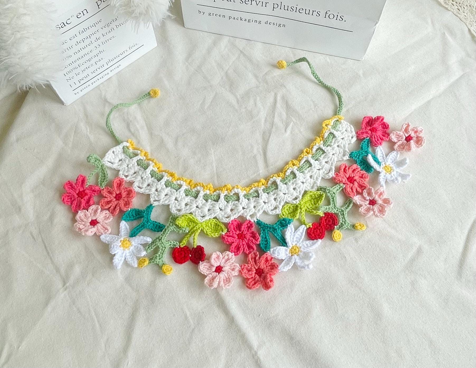 Crochet pet collar - Spring Flowers - Cute Pet Costume - 100% Handmade