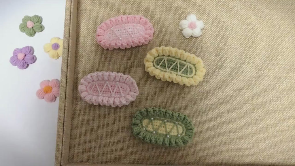 Crochet/Handmade Hair Clips/Hairpin with Little Pearls-Candy Color -Gifts to Kids/Girls