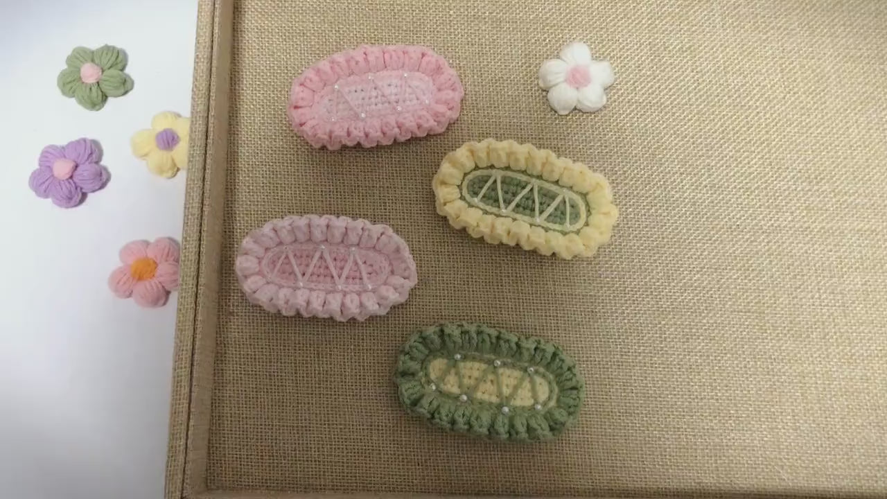 Crochet/Handmade Hair Clips/Hairpin with Little Pearls-Candy Color -Gifts to Kids/Girls