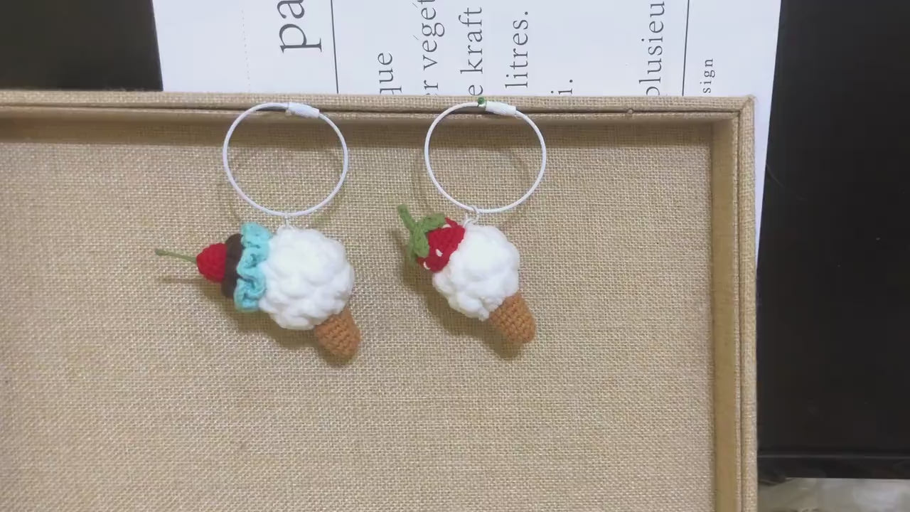 Crochet Keychain/Key Ring/Bag Charm - Ice Cream Cones - 100% Handmade