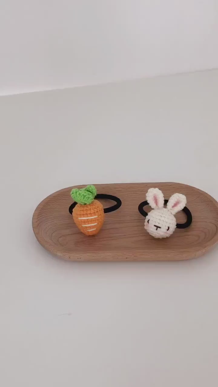 Crochet/Handmade Hair Tie/Hair Rope - Rabbit and Carrot - Gifts to Kids/Girls
