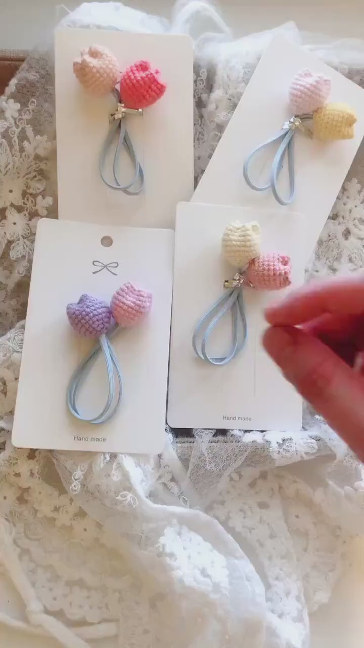 Crochet/Handmade Hair Tie/Hair Rope - Tulips - Gifts to Kids/Girls