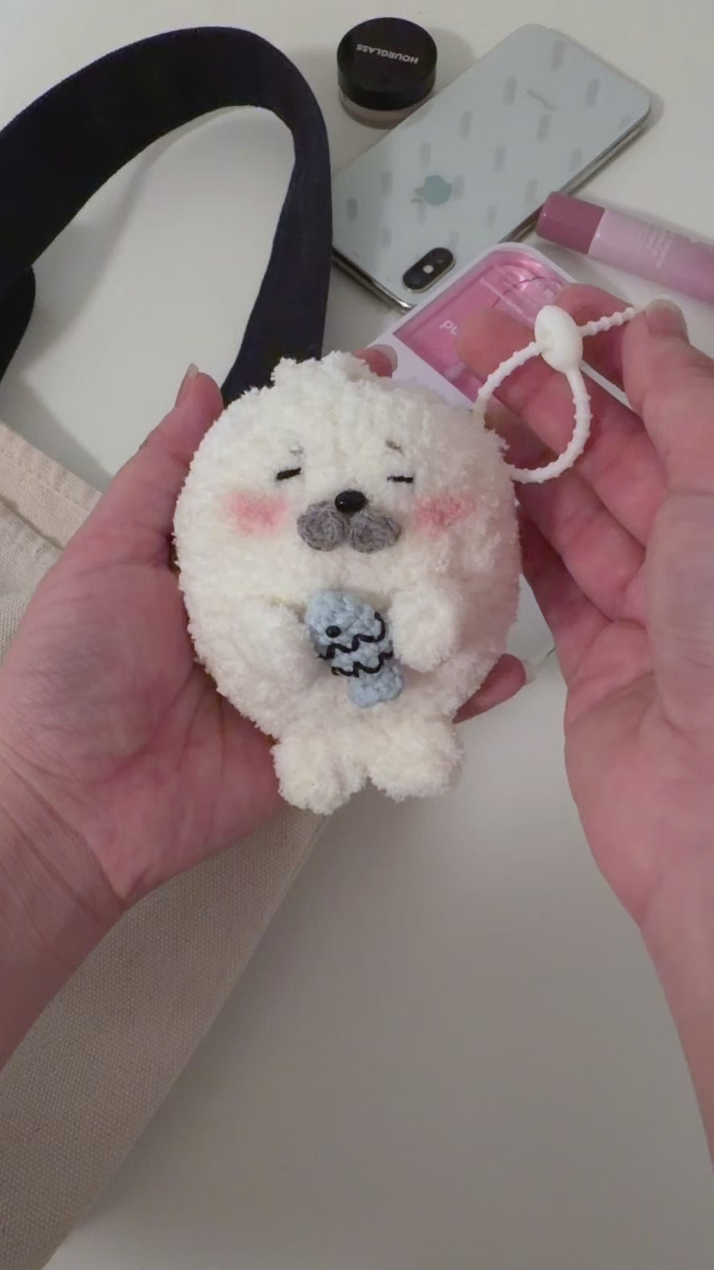 Crocheted Cute Soft Seal-Shaped Earphone Case-100% Handmade
