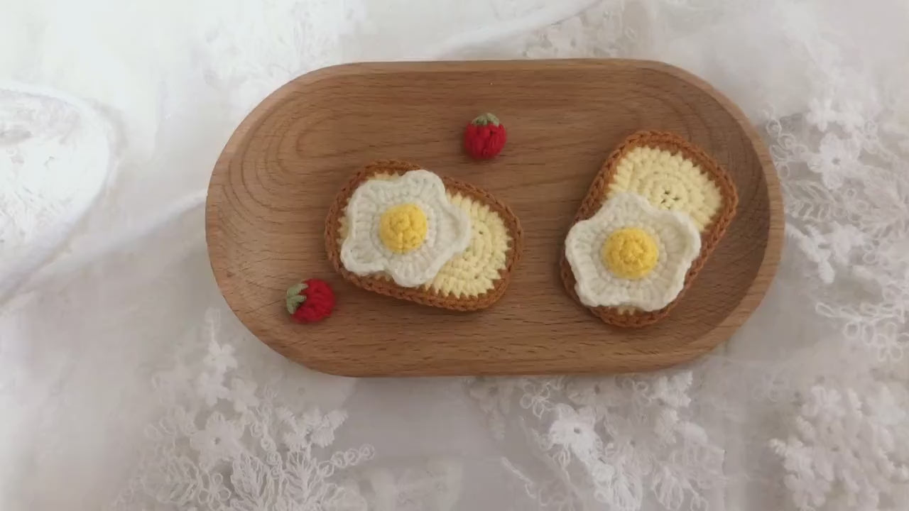 Crochet/Handmade Hair Clip/Hairpin - Toast with Egg - 100% handmade-Gifts to Kids/Girls
