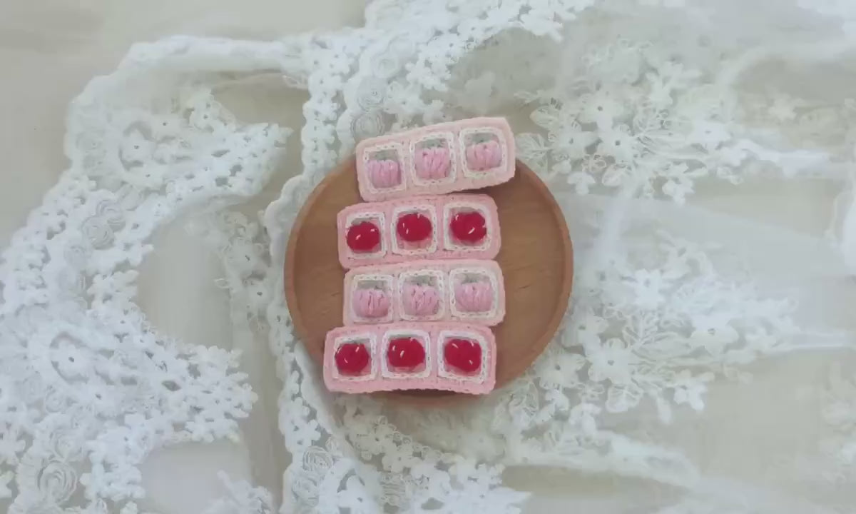 Crochet/Handmade Hair Clips/Hairpin/Fringe Pin/Bang Pin - Strawberries in Square