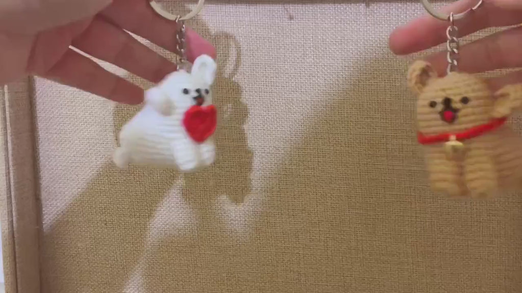 Crochet Couple Keychain-Matching keychain - cute dogs