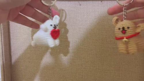 Crochet Couple Keychain-Matching keychain - cute dogs