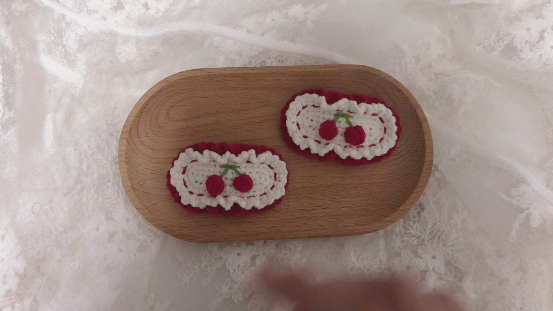 Crochet/Handmade Hair Clips/Hairpin -Vintage Cherry