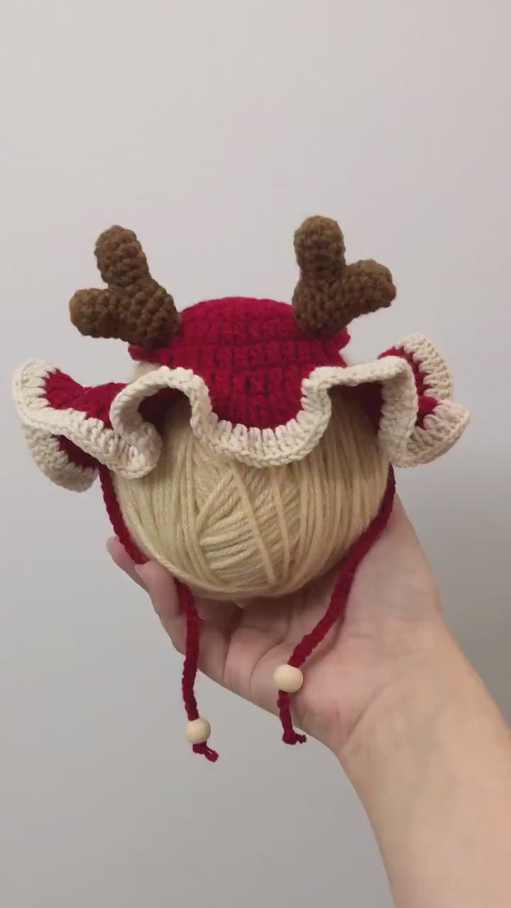 Crochet Pet Hat/Pet Apparel - Christmas Elk- 100% handmade