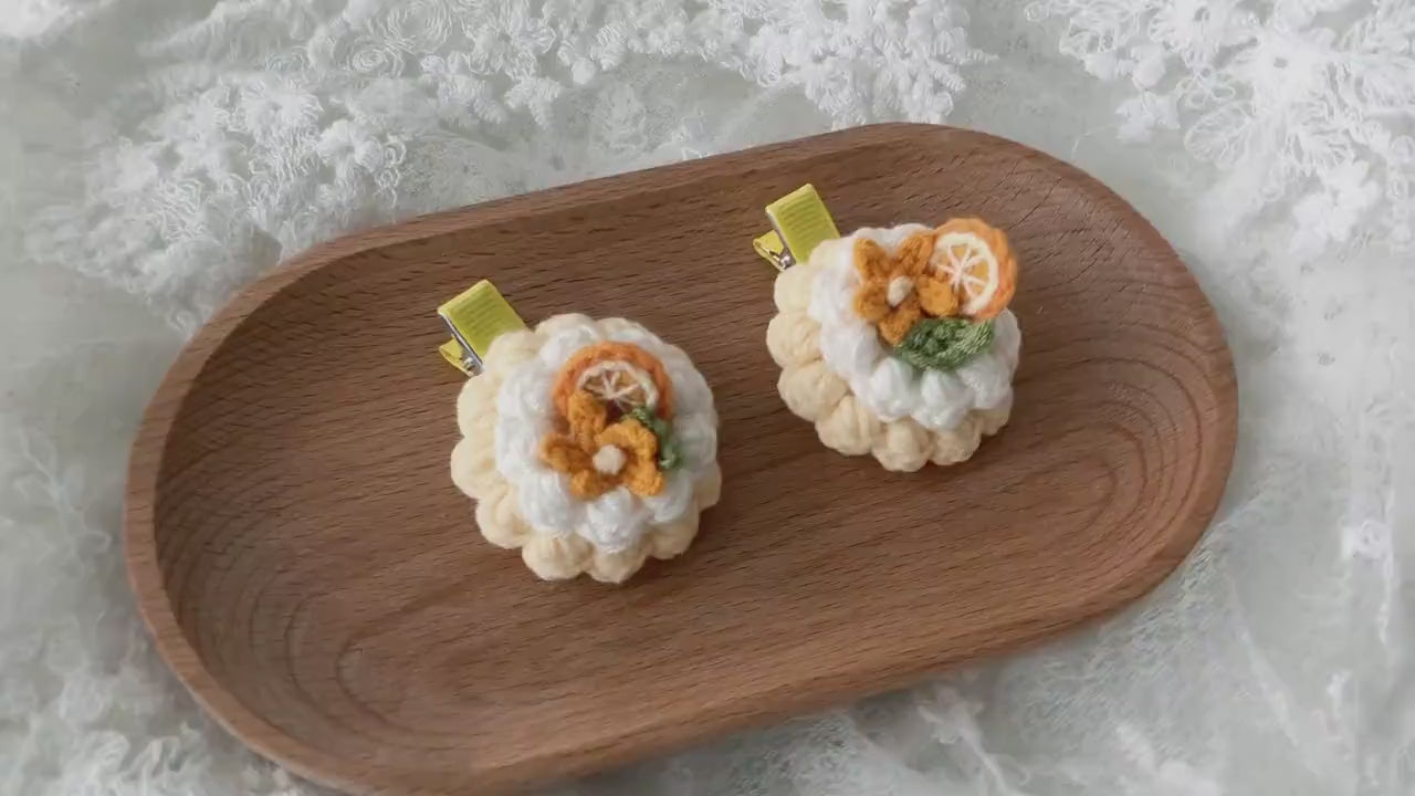 Crochet/Handmade Hair Clips/Hairpin - Orange Tart -Gifts to Kids/Girls