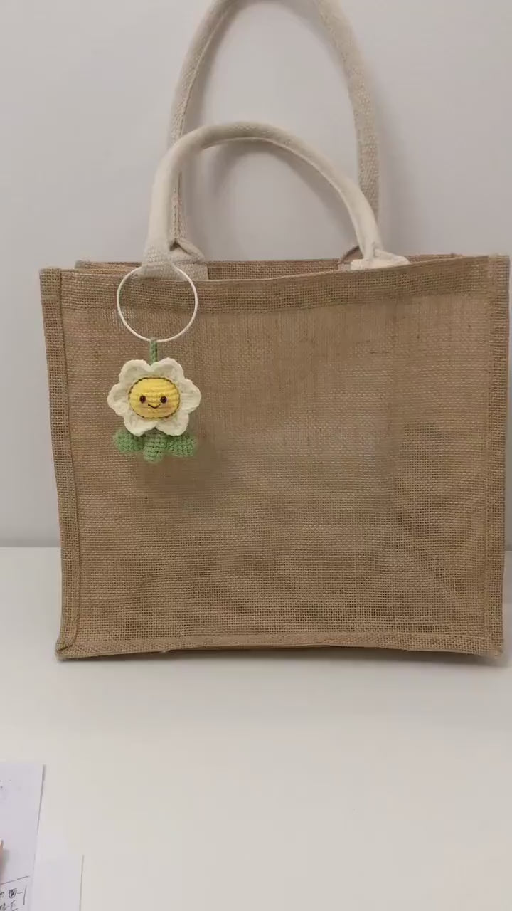 Crochet bag accessories/decoration/hangings/ornaments/Keychain/Key Ring - Smily Flower - Handmade/Kinitted