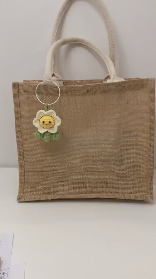 Crochet bag accessories/decoration/hangings/ornaments/Keychain/Key Ring - Smily Flower - Handmade/Kinitted